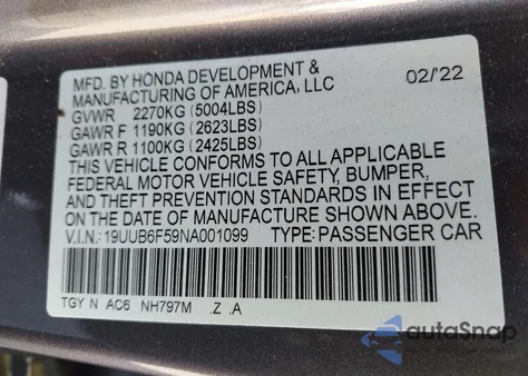 2022 Acura Tlx A-Spec Package z USA, uszkodzony, nr VIN 19UUB6F59NA001099